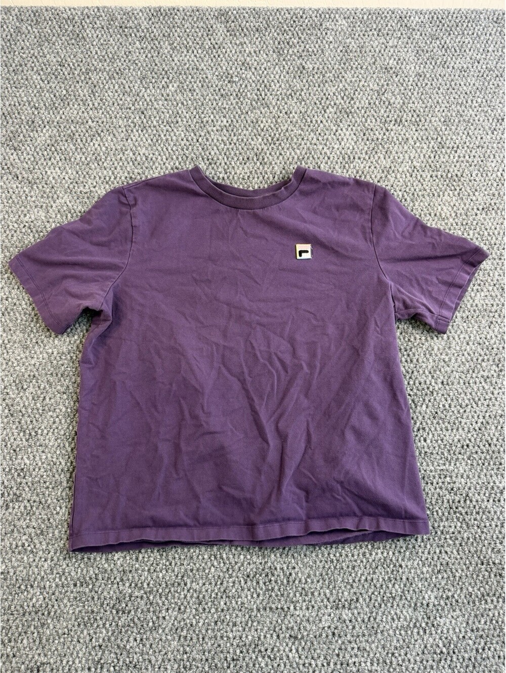 Fila T Shirt Mens Large Purple Short Sleeve Crew Neck Rainbow Logo Cotton